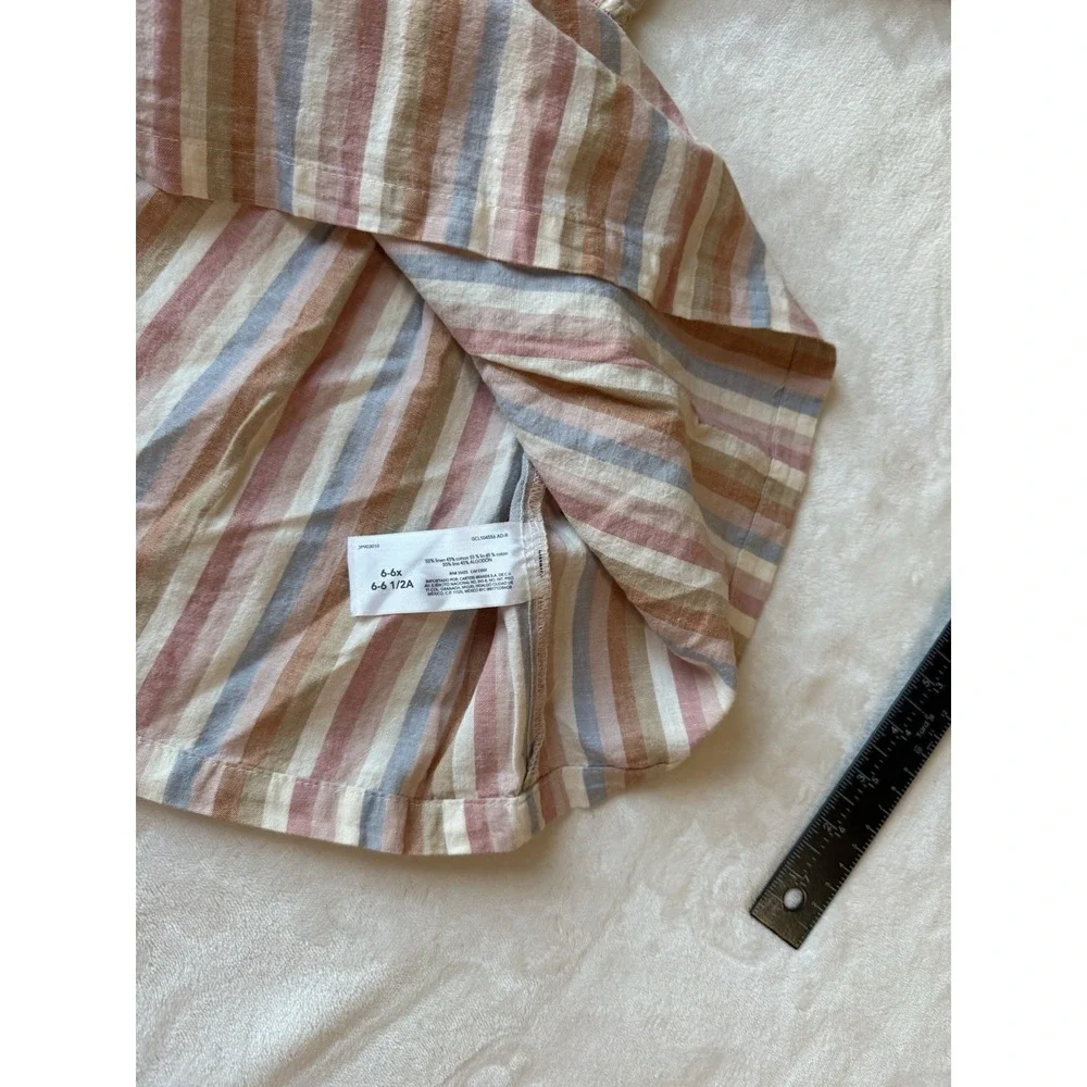 Carter's Striped Linen Dress Size 6 Sundress‎ Knee Length Pullover